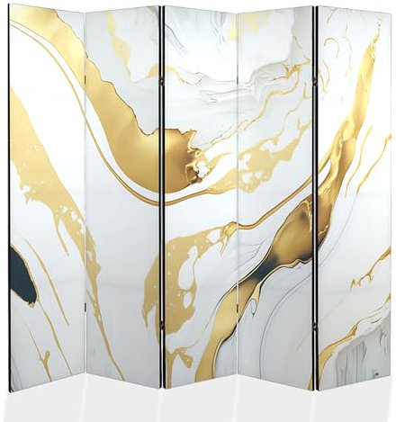 framed concept - Paravent Raumteiler Holz 225x172 cm, 5-teilig beidseitig, Sichtschutzwand