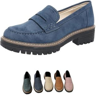 Le Donne Dicono Mocassini con Suola Spessa Comodi con Suola Passante Adatti per Scarpe (Blue,37)