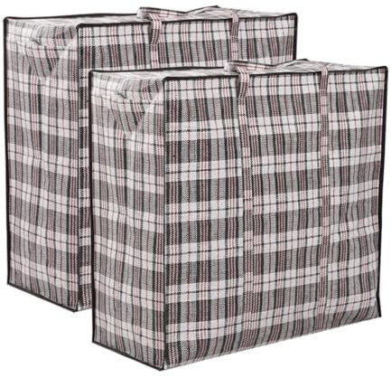 2x Storage Bag, Umzugtasche, Jumbo Karton Travel Organizer, Reißverschluss und Griffen, große Garment Bag, Aufbewahrungstasche 20 kg Einkaufstasche für Kleidung Decken Kissen 80x60x30cm (2x Schwarz)