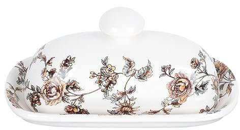 BESTOYARD 1stk Butterdose Aus Keramik Zitronenteller Vintage Butterdose Mit Deckel Service Platte Vintage-gerichte Festware Lustige Butterdose Lebensmittelbehälter Nussbutter Europäisch Weiß