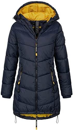 Sublevel Damen Steppmantel LSL-412 gesteppter Kurzmantel mit Kapuze inkwell blue 4XL