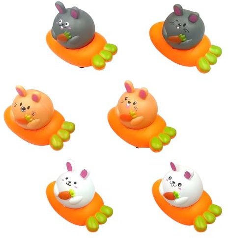 6 Stück Kinder Ostern Geschenk aufziehspielzeug,Osterhasen Uhrwerkspielzeug,Lustig Hasen Aufziehbare Spielzeugauto,Aufziehbare Hasen mit Karotte Set,für Kinder Party Deko Jungen Mädchen Gastgeschenke