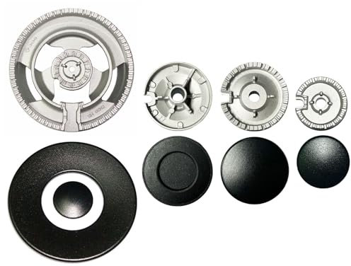 Franza - Kit 4 bruciatori Originali per Beko completi di piattelli spartifiamma 3 fuochi + tripla corona per cucina piano cottura 4 fuochi - Made in Italy - BK05