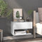SDWEHO7 Wandregal mit Schublade, Nachtregal für Mobiltelefon, Nachttisch hängende, Kleiner Nachtschrank zur Wandmontage, Hochglanz-Weiß 46 x 29,5 x 30 cm Holzwerkstoff