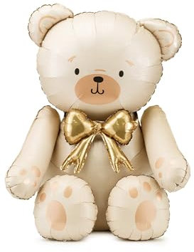 XXL Folienballon Teddybär Creme selbststehend Luftballon Bär Babyparty Baby Geburtstag Mädchen Junge Geschenk Geburt Kinderzimmer Kindergeburtstag