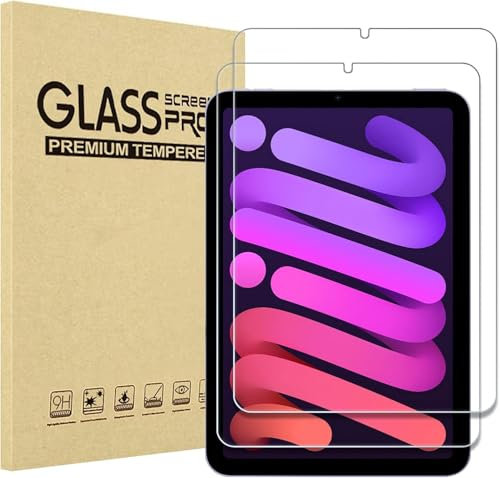 WorldBiz [2-Pack] Screen Protector for iPad mini (A17 Pro, 2024 Model, 7th Generation) / mini 6 (2021 Model, 6th Generation), 8.3-Inch, 9H Tempered Glass Film, Case Friendly
