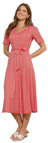 M&Co Ditsy Floral Tie Waist Midi Dress - Women's Red