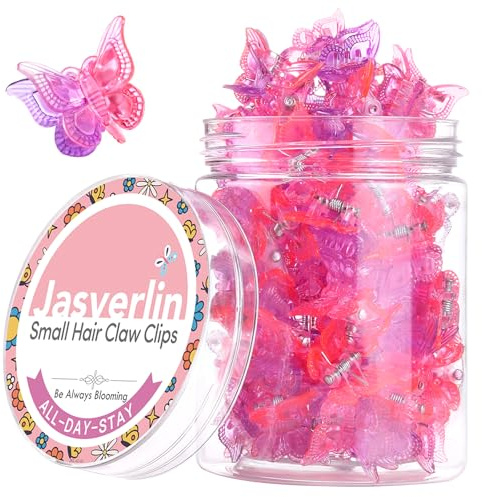 JASVERLIN Mini fermagli per capelli a forma di farfalla, sfumati rosa viola, anni '90, Y2K, piccole clip per donne e ragazze, graziosi accessori per capelli per festival anni '2000, 50 pezzi (lilla