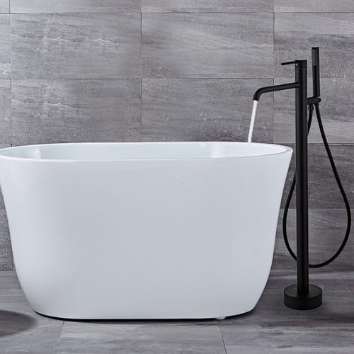 Mitigeur Baignoire avec Douchette Noir Au Sol Monocommande Robinet pour Baignoire Ilot G1/2''