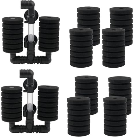 QINGYIWL 2 Stück Aquarium Doppel Schwammfilter Aquarium Set, Schwammfilter für Bettas Garnelen Brüter, Luftheber Aquarium Filter mit 8 Ersatzschwämmen für Biologische und Mechanische Filterung