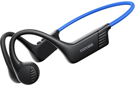 DOOGEE Knochenschallkopfhörer, Offener Kabelloser Bluetooth-Sportkopfhörer, IP66 Schweißresistent, 10 Stunden Akkulaufzeit, Dual-Geräte-Verbindung, Mit Mikrofon, Geeignet Für Radfahren,Laufen(Blau)