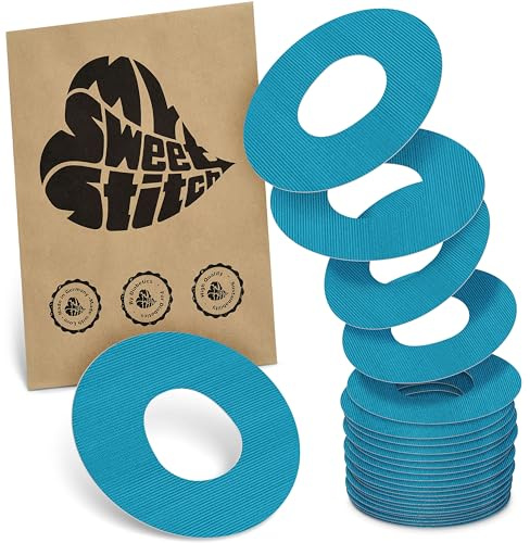 MySweetStitch 25 Ringpatches für Katheter mittel rund Petrol | Stabilisiert ablösende Ränder, Mitte bleibt frei, wasserfest und flexibel, bis zu 7 Tage Halt
