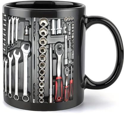 Werkzeugtasse Mechaniker Werkzeug Tasse Werkzeugkasten Tasse Mechanic Toolbox Mug Keramik Kaffeetassen Mit Griff Lustige Werkzeugmuster 350ML Dauerhaft Für Ingenieure, Männer, Ihn, Papa