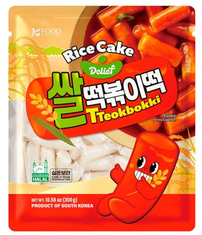 Delief Korean Tteokbokki Rice Cake Sticks 300g – Authentic Halal Korean Topokki | Chewy Street Food Ingredient (Pack of 1)