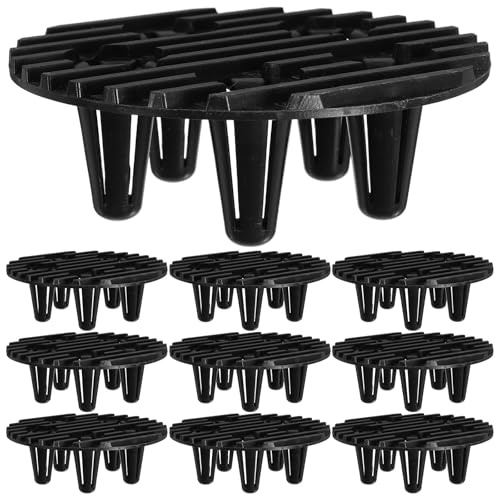 Warmhm 12 Pcs Plant Pot Risers 3.9in Black Plastic Pot Feet for Drainage | Improves airflow, lifts pot bases, 10 x 10 x 3 cm black pads for patios, decks, balconies and greenhouses