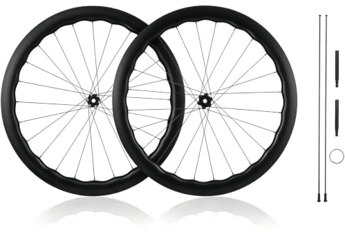 KUNYOS 700C/622 Mm Ultraleichter Carbon-Rennrad-Radsatz, Tubeless-Ready-Radsatz, 5045 Mm Wave-Felge, Center-Lock-Scheibenbremsen, Steckachsen-Keramiklager, 36T-Ratsche, HG/XDR
