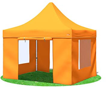 Stabilezelte Faltpavillon 3x3 Meter Premium mit Fensterseiten Orange