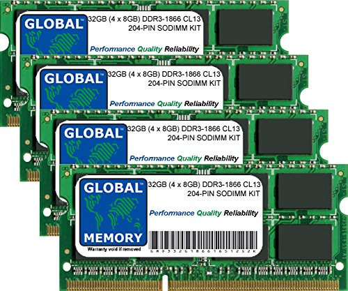 32GB (4 x 8GB) DDR3 1866MHz PC3-14900 204-PIN SODIMM Memoria RAM Kit para Intel iMac 27 Pulgadas Retina 5K (Finales DE 2015)