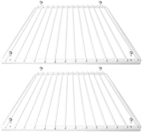 SPARES2GO Fridge Shelf Compatible with Hotpoint Refrigerator Freezer (Pack of 2 Shelves, White, Adjustable, Plastic Coated, Extendable Arms)