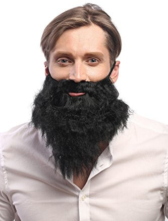WIG ME UP - 9537B-P103 Bart Vollbart Schwarz Karneval Halloween Hipster Räuber Bandit Prophet Moses