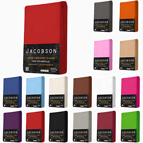 Jersey Spannbettlaken Spannbetttuch für WASSERBETT BOXSPRINGBETT von Jacobson (140 x 200 cm - 160 x 220 cm, Rot)