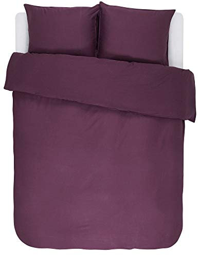 ESSENZA Bettwäsche Minte Burgundy, 155x220 + 1x 80x80 cm - 100% Baumwollsatin 300TC - Uni
