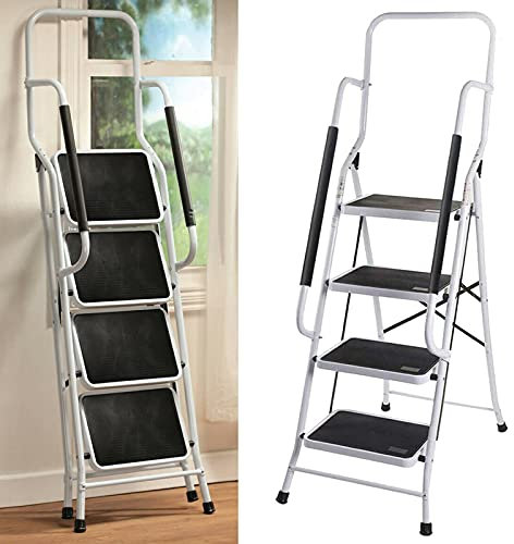 Escabeau escabeau pliable capacité 150 kg en aluminium antidérapant léger portable pour la maison, le jardin, les travaux d'intérieur et d'extérieur