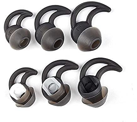 Rhinenet Almohadillas de repuesto para auriculares Bose QC20 QC20i QC30 SoundSport SIE2i IE2 IE3, silicona suave, 3 pares (negro)