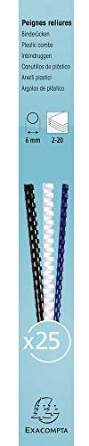 Exacompta - Réf. 76100E - Boîte de 25 reliures spirales en PVC blanc 6 mm - permet de relier 2 à 20 feuilles de 80g format A4 ou A3 paysage - convient pour tout type de machine à relier à anneaux