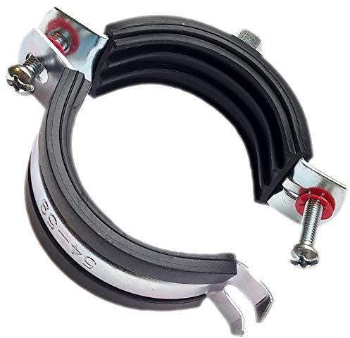 MegaHaustechnik 50 Stück 2-Schrauben-Rohrschellen aus Stahl verzinkt, Spannbereich 31 bis 36mm Rohr-Außendurchmesser 1 Zoll, mit Schallschutz, mit M8 Gewinde-Mutter, Schraubrohrschelle