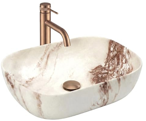 Rea, Vasque À Poser En Céramique Belinda Marrone Matt, Beige, 46,5X33X13,5Cm