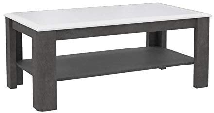 Meubletmoi Table Basse rectangulaire Bicolore Blanc et Gris - Design Contemporain - Collection Calvi