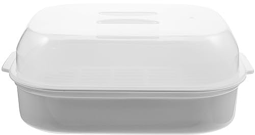 DOITOOL Microwave Steamer with Lid Fish Veggie Steamer Cooking Vegetables Dim Sum Dumplings Buns Chicken Poultry Fish Cooker (Randomn Color)