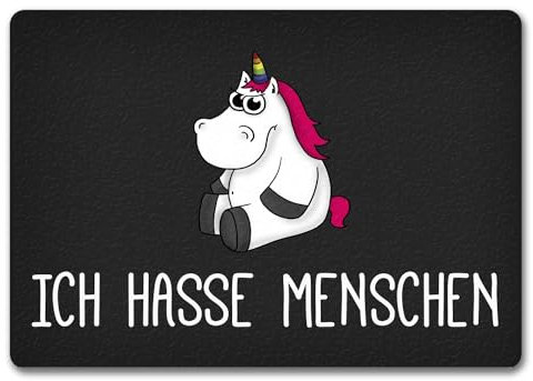 trendaffe Ich Hasse Menschen Fußmatte randlos mit Honeycorns Motiv