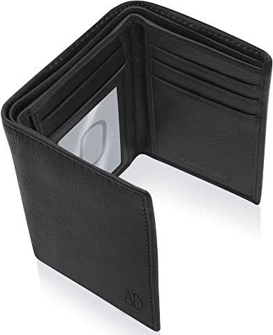 Access Denied Trifold Wallets for Men RFID - Genuine Leather Slim Mens Wallet with ID Window Front Pocket Wallet Gifts for Men