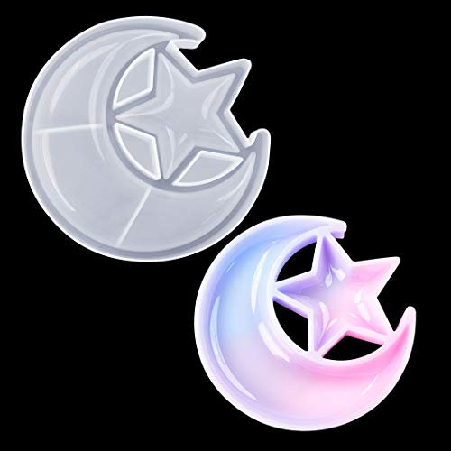 Rolin Roly Resin Moon Star Mould Dish Casting Silicone Moulds Serving Board Epoxy Mold 3D Large Tray Molds Jewelry Crafts Pendant for DIY Storage Plate Craft Home Decor