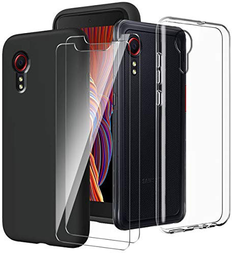 LYZXMY Hülle für Samsung Galaxy Xcover 5 Transparent + Schwarz Schutzhülle + [2 Stück] Gehärteter Film Displayschutzfolie - Weich Silikon Flexibel TPU Tasche Case für Samsung Galaxy Xcover 5 (5.3)