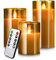 YINUO LIGHT LED Candles 4 5 6 Set of 3 Real Wax Light, Battery Operated, Gold Glass Pillars, Remote Control, Timer, Indoor, Living Room, Vintage