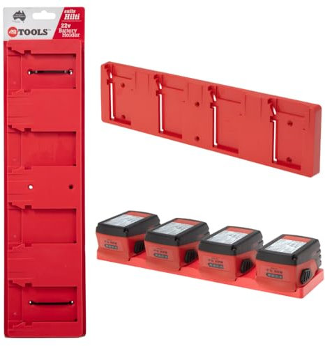 48 Tools Akkuhalterung Hilti 22V | Sicherer Halt für 4 Akkus | Robustes ABS-Material | Einfache Montage | Akkuhalterung Wandhalterung