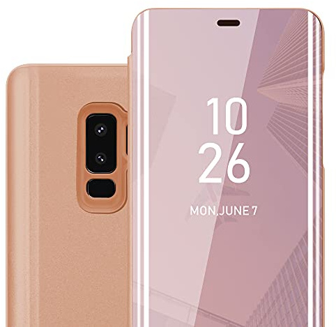 Cadorabo Hülle kompatibel mit Samsung Galaxy S9 Plus Schutzhülle TPU Silikon Case 360 View Spiegel, Slim Kratzfest Weiche Gummi mit Rundumschutz Cover Hülle für Galaxy S9 Plus in Pink