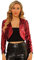 Allegra K Damen Glitzer Blazer Festliche Langarm Offen Pailletten Crop Jacke Rot L