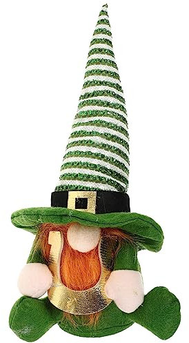 Amosfun St. Patrick Day Gnomes Puppe: Irish Day Gnomes Leprechaun Tomet Handgemachte Top Hut Plüsch Puppe Frühlingszing Santa Figuren Glückliche Klee Ornament