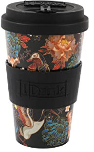 IDRINK®- Taza de café de RPET con tapa de silicona de apertura, fácil de llevar Taza de 435 ml para llevar de plástico reciclado 8,7 x 8,7 x 15 cm ergonómica 435 ml (NATURE)