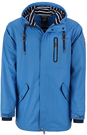 Dry Fashion Herren PU-Parka Lübeck - Regenjacke Herren Wasserdicht Winddicht Reißverschluss Outdoor Jacke Männer in Gelb Größe S