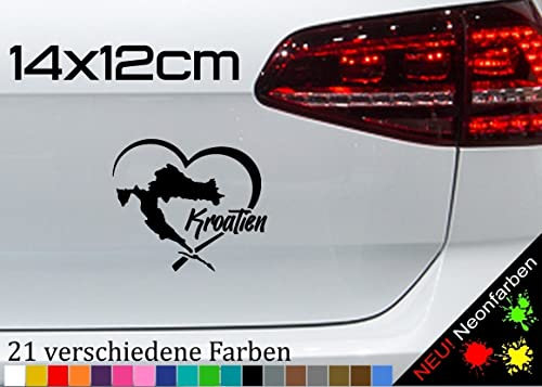 Kroatien Herz Aufkleber Zagreb Split Adria Croatia Dubrovnik Hrvatska 14x12cm in 21 Farben