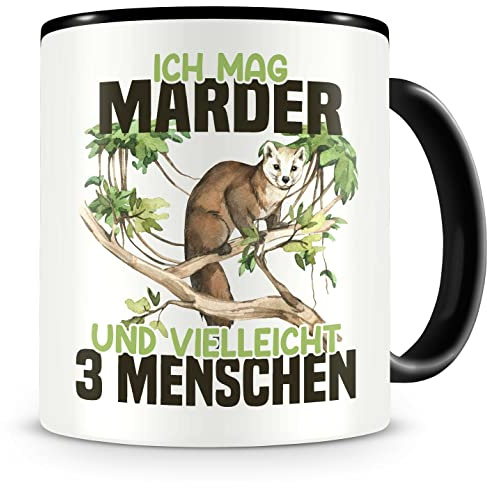 Samunshi® Marder Tasse mit Spruch Ich mag Marder Geschenk für Fans Kaffeepott Kaffeetasse Lustige Tassen zum Geburtstag schwarz Keramik 300ml