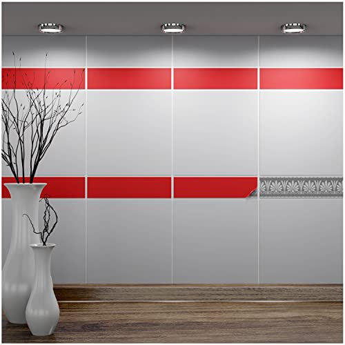 FoLIESEN - Fliesenaufkleber 5x20 cm | selbstklebende Fliesen-Folie für Bad & Küche | entfernbare Klebe-Folie für Wandfliesen Küchenrückwand & Bordüren | 20 Klebefliesen, .:Rot matt