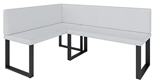 Eckbank Akiko Metal - Eckbankgruppe für Ihrem Esszimmer, Küche modern, Sitzecke, Essecke. Perfekt für Küche, Büro und Rezeption. Solide und Starke Verarbeitung. (Soft 17, 142x196cm Links)