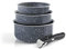 Qulinart by Brandt - Batterie de Cuisine à Induction 4 Pièces - Set de 3 Casseroles en Aluminium Anti-Adhésives 16, 18 et 20 cm avec Poignée Amovible - Lot pour Tout Feu - Gris Marbre