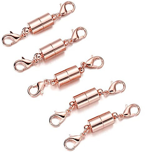 GIVBRO Magnetische Karabinerverschlüsse, Schmuckverlängerung, Armband, Halskette, Zubehör für Bastelarbeiten, Roségold, 5 Stück (6 mm Durchmesser)